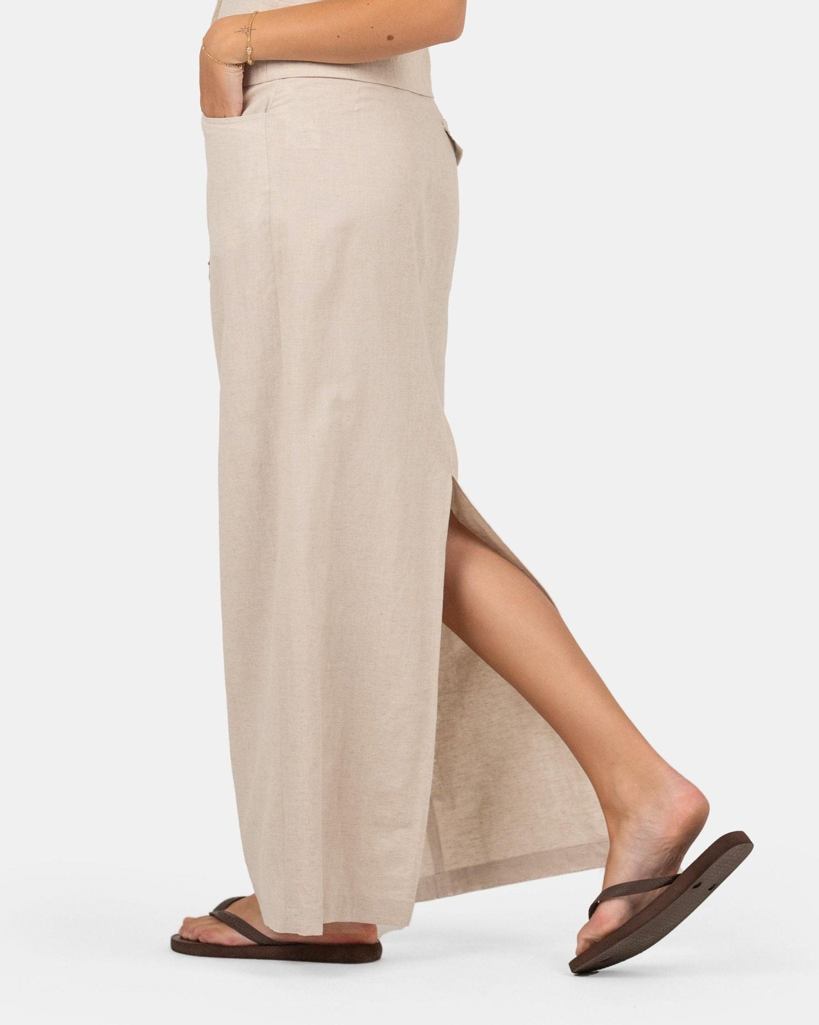 Hør Nederdel Beige | Skagen - clothing.dk
